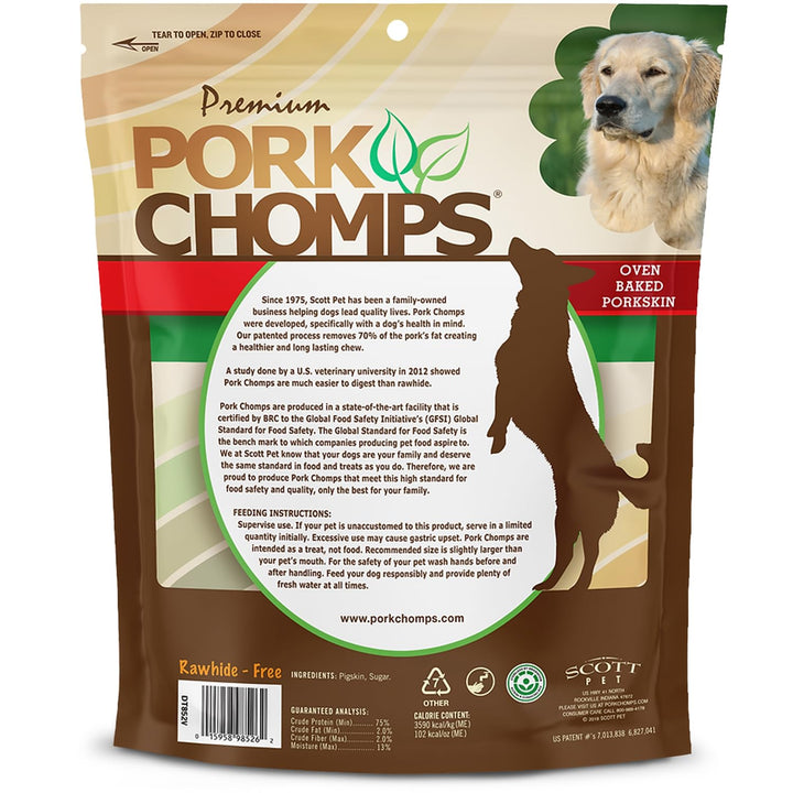 Pork Chomps Baked Pork Skin Dog Chews, 8-inch Rolls, 18 Count (Pack of 1) 18 Count (Pack of 1)