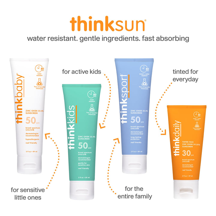 Thinkbaby SPF 50+ Baby Mineral Sunscreen – Safe, Natural Sunblock for Babies - Water Resistant Sun Cream – Broad Spectrum UVA/UVB Sun Protection – Vegan Baby Sunscreen Lotion, 6 Oz. 6 Ounce (Pack of 1) SPF 50 Mineral Sunscreen