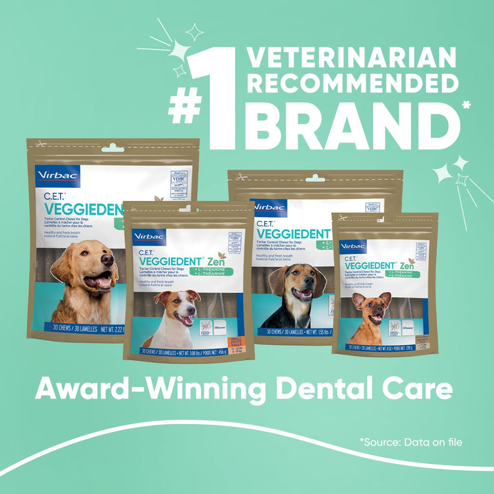Virbac C.E.T. VEGGIEDENT Zen Tartar Control Chews for Dogs - Medium Medium (Pack of 30)