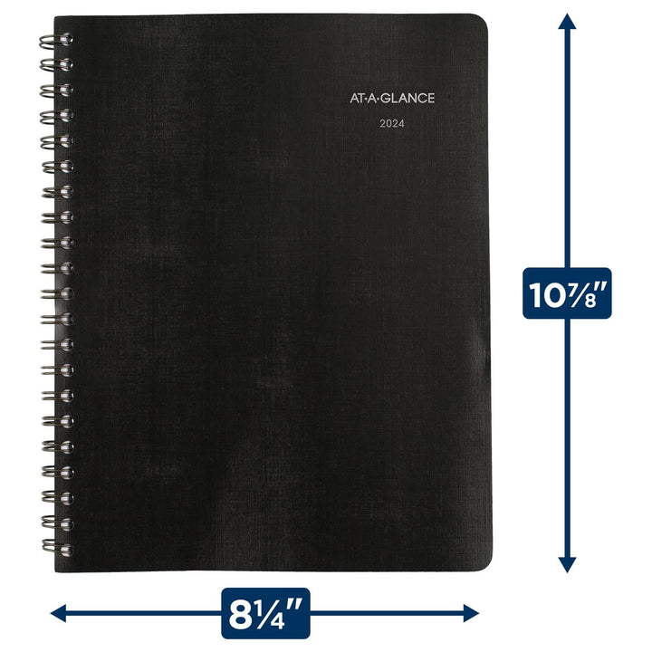 AT-A-GLANCE 2024 Weekly & Monthly Planner, 8" x 11", Large, QuickNotes, Black (7603520524) 2024 Old Edition