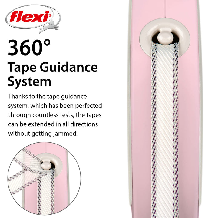 Flexi Style Retractable Dog Leash (Tape), Ergonomic, Durable and Tangle Free Pet Walking Leash for Dogs, 10 ft, Small, Pink/Rose