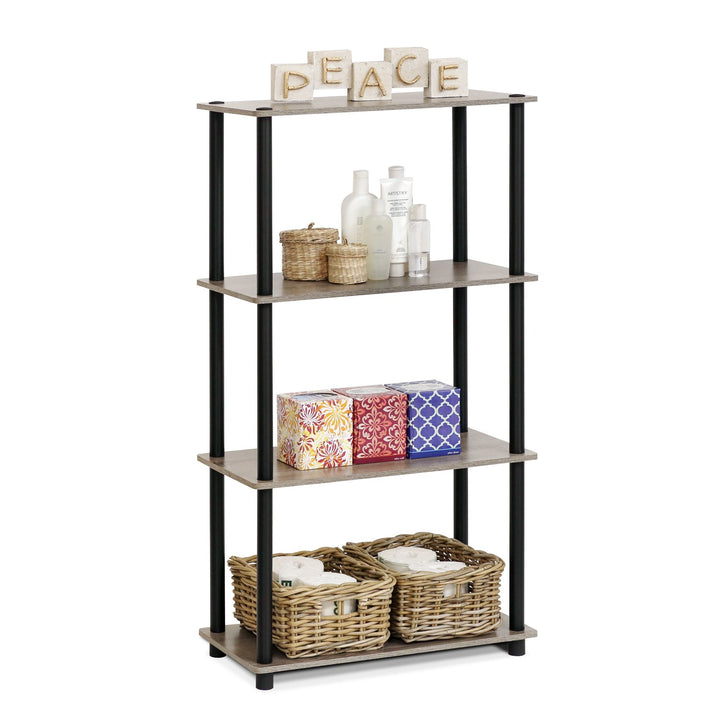 Furinno Turn-N-Tube 5-Tier Multipurpose Shelf / Display Rack / Storage Shelf / Bookshelf, Classic Tubes, Sonoma Oak/White 5-Tier Classic Tube