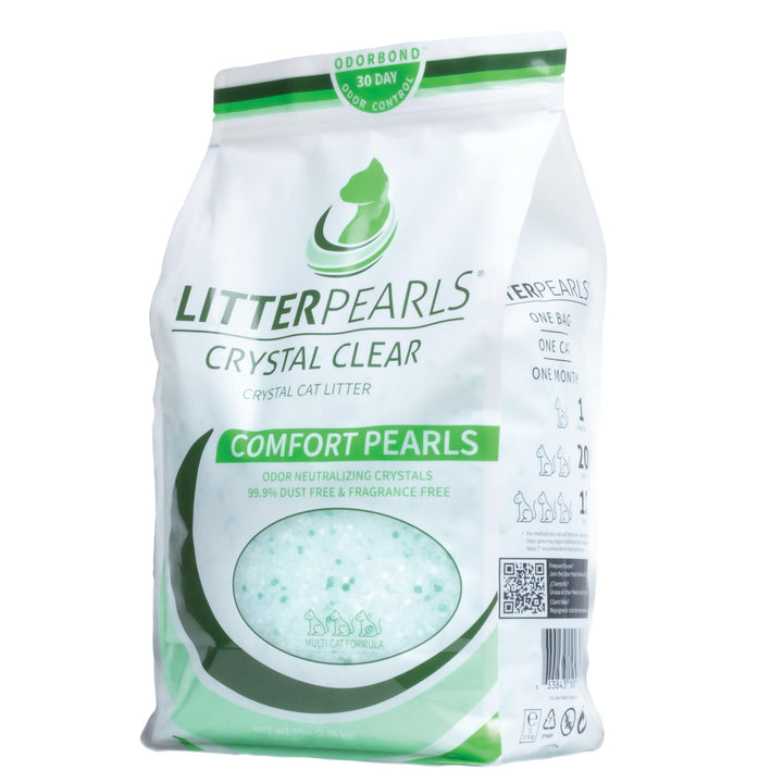 Litter Pearls Crystal Cat Litter with Odorbond- Superior Odor Control, Soft-On-Paws, Low Dust, 7lb, Micro Fresh, White, Clear and Blue Crystals Fresh Scent 7 Pounds