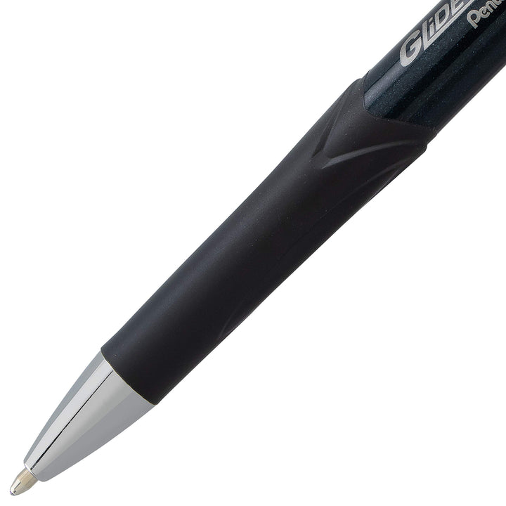 Pentel Glidewrite Signature Ballpoint Pen, (1.0mm) Medium, Black Barrel, Blue Ink, 3-pk (BX930ABP3C)