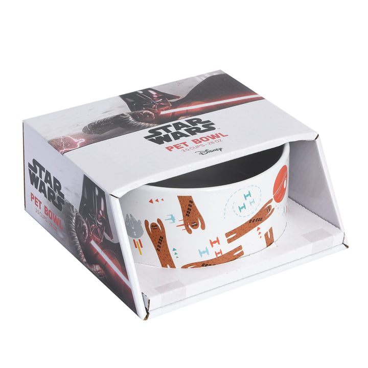 STAR WARS Chewbacca "Chew on This" Dog Food Bowl, 6 Inch | Dog Feeding Bowl Holds up to 3.5 Water, Dry Food, or Wet Food | Dishwasher Safe on Top Rack Dog Bowl,White,1 Count (Pack of 1),FF13172