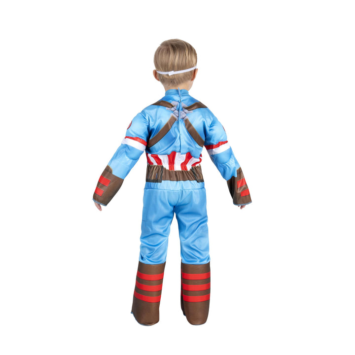 Marvel Avengers Official Toddler Halloween Costume - Premium Quality Padded Jumpsuit and Fabric Mask (3T-4T) Captain America