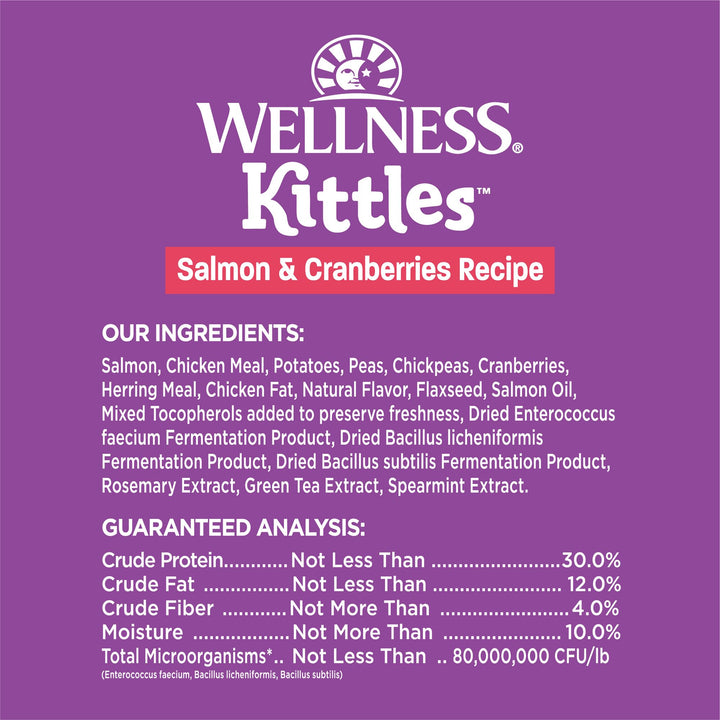 Wellness Kittles Natural Grain Free Cat Treats, Salmon & Cranberries, 6-Ounce Bag 6 Ounce (Pack of 1)