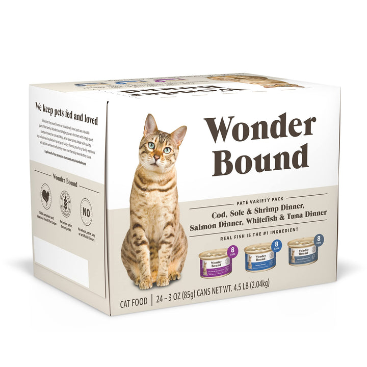 Brand - Wonder Bound Wet Cat Food, Pate, No Added Grain, (Whitefish & Tuna), 3 ounce (Pack of 24) Whitefish & Tuna