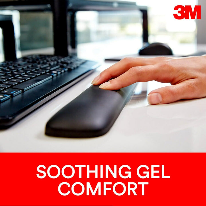 3M Gel Wrist Rest for Keyboards, Soothing 3M Gel Technology and Satin Smooth Cover for All Day Comfort and Support, Durable and Easy to Clean, 19", Black (WR85B)