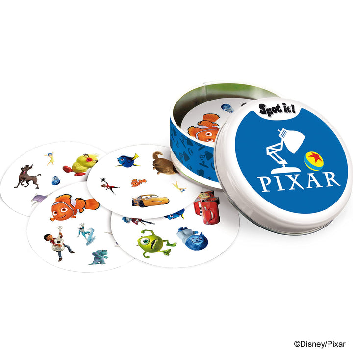 Zygomatic Spot It! World of Pixar - Pixar Characters Edition of The Beloved Family Game! Fun Matching Game for Kids, Ages 4+, 2-5 Players, 10 Minute Playtime, Made