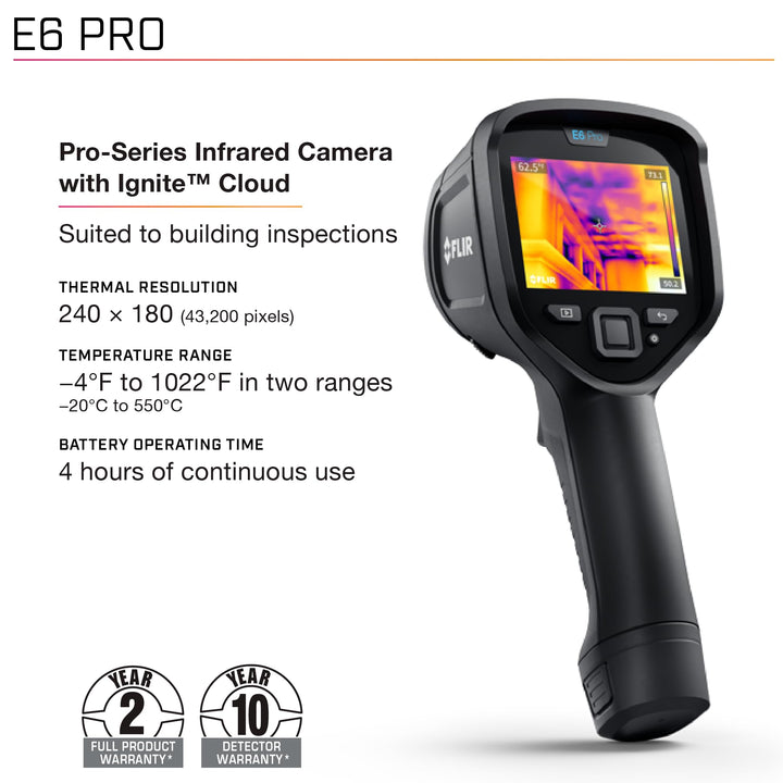 FLIR E6 Pro - Commercial Thermal Imaging Camera with Wifi. High Resolution Infrared Cameara with FLIR Ignite Cloud E6 Pro WiFi