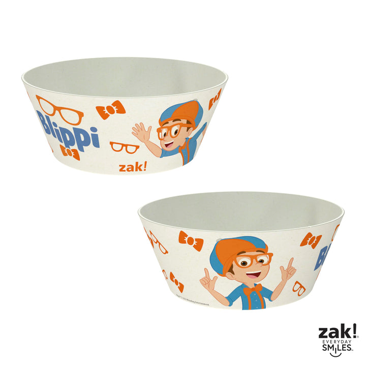 Zak Designs Blippi Kids Dinnerware Set 3 Pieces, Durable and Sustainable Melamine Bamboo Plate, Bowl, and Tumbler are Perfect For Dinner Time With Family (Blippi, TABBS) 8" Plate, 6" Bowl, 10oz Tumbler