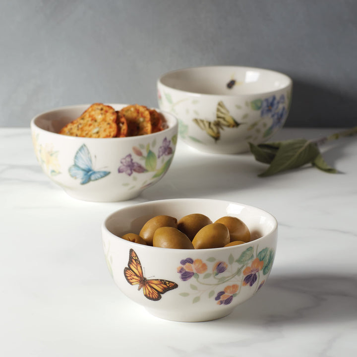 Lenox Butterfly Meadow Kitchen 3-Piece Mini Bowl Set, 1.70 LB, Multi Dinner Mini Bowl, Set of 3