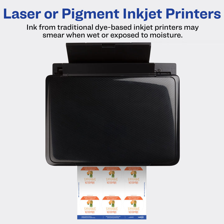 Avery Durable Waterproof Oil-Resistant Film Labels with Sure Feed Technology, 2" Round, Laser/Pigment-Inkjet, 120 Labels (64502)