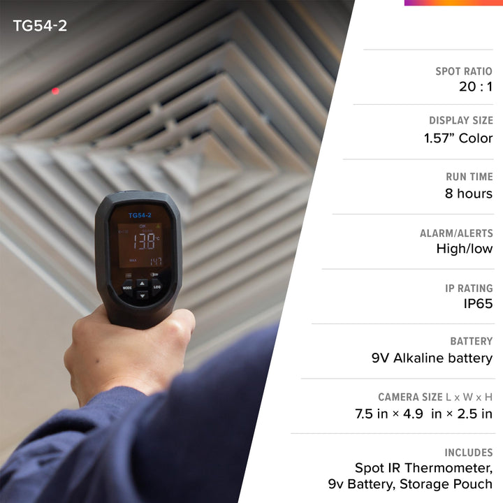 FLIR TG54-2 Infrared Spot Thermometer with Digital Readout: for Non-Contact Temperature Measurements up to 1,562 Degrees F