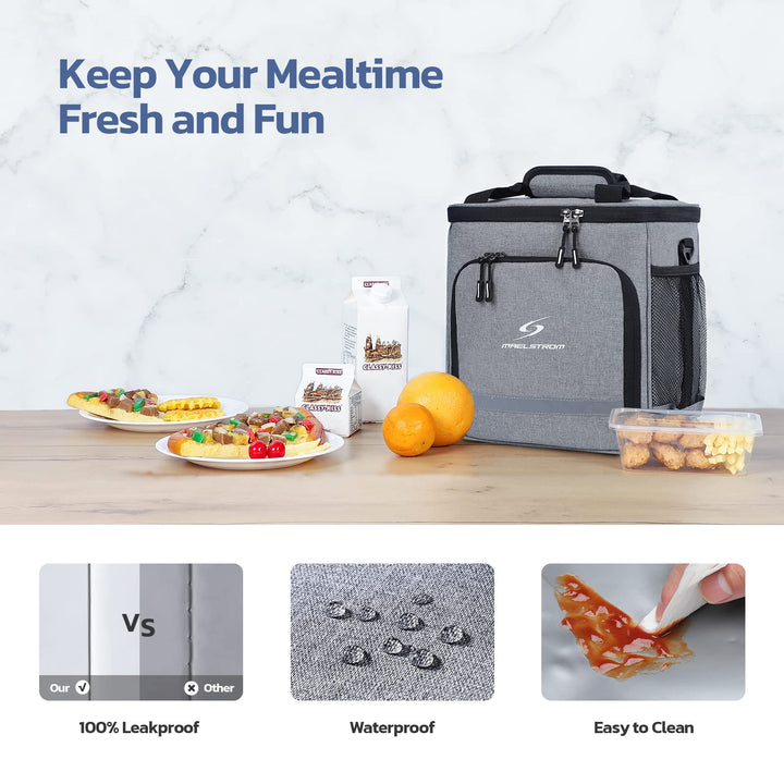 Maelstrom Lunch Box for Men,Insulated Lunch Bag Women/Men,Leakproof Lunch Cooler Bag, Lunch Tote Bag 1.Single Layer - Dark Gray 1.Single-Layer (15L/24cans)