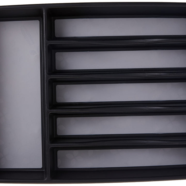 Rubbermaid No-Slip Large, Silverware Tray Organizer, 11.75"D x 15"W x 1.75"H, Black with Gray