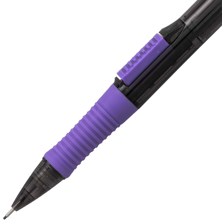 Pentel Quick Click Pop Mechanical Pencil, (0.7mm) Medium 2B Lead, Black Barrel W/Violet Trim Box of 12 (PD217AV) 12 Count (Pack of 1) Violet