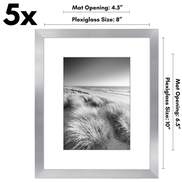 Americanflat 12x16 Picture Frame with Polished Plexiglass - Set of 5 - Use as 8.5x11 Frame with Mat or 12x16 Frame Without Mat - Galleria Collection - Gallery Wall Frame Set for Wall Display - White