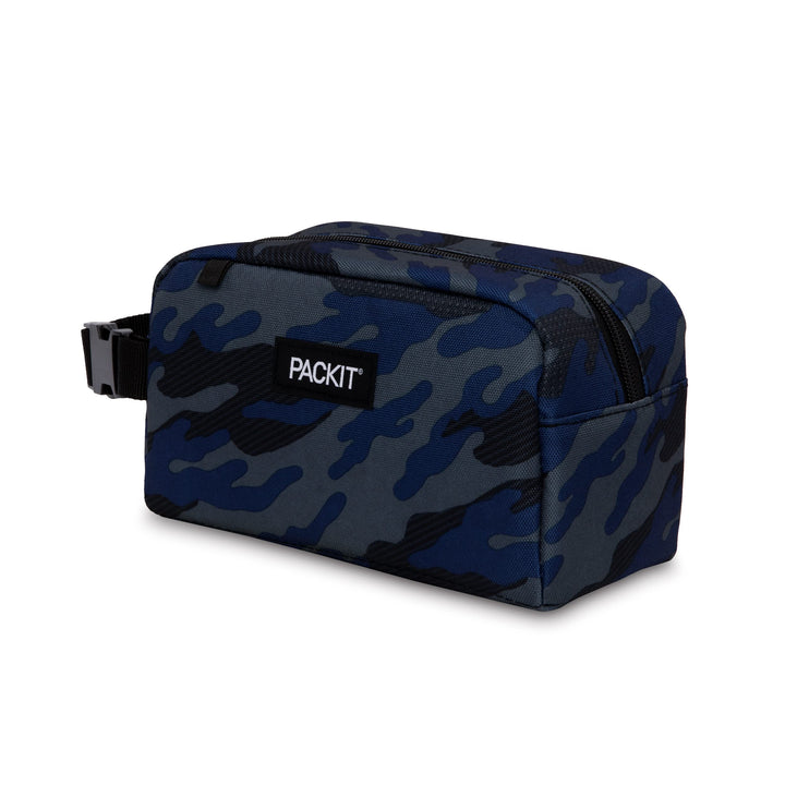 PackIt Freezable Snack Box, Sporty Camo Charcoal Navy, Built with EcoFreeze Technology, Collapsible, Reusable, Zip Closure with Buckle Handle, Great for All Ages and Fresh Snacks on the go