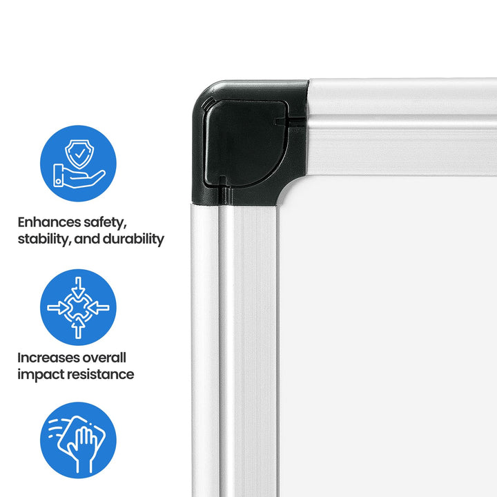 VUSIGN Magnetic White Board Kit for Wall 36" x 24", 1 Dry Eraser & 2 Multicolor Markers & 4 Magnetic Pins, Sliver Reinforced Aluminum Frame for Home, School, Office Silver 36" x 24"