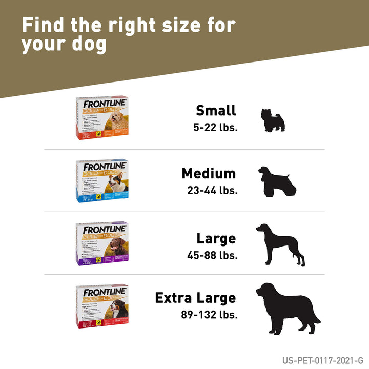 FRONTLINE Gold Flea & Tick Treatment for Large Dogs Up to 45 to 88 lbs., Pack of 3 3 Count