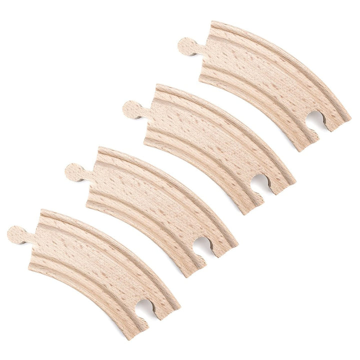 4-Piece 3.5" Curved Wooden Train Track Value Booster Pack - Compatible with All Major Toy Train Brands by Conductor Carl