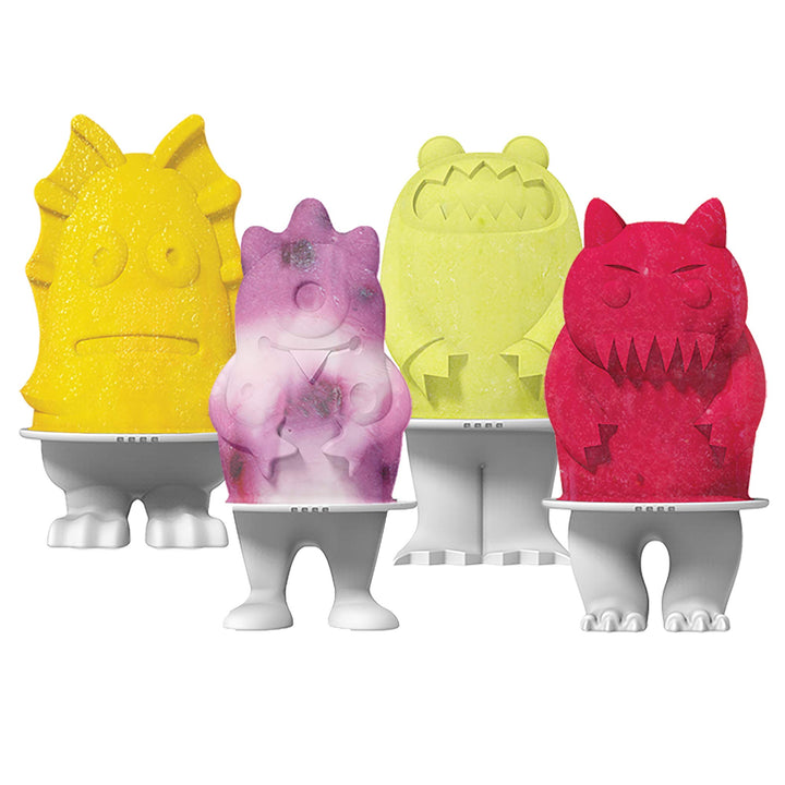 Tovolo Monster Popsicle Molds (Set of 4) - Reusable Mess-Free Silicone Ice Pops with Sticks for Homemade Freezer Snacks / Dishwasher-Safe, BPA-Free, White