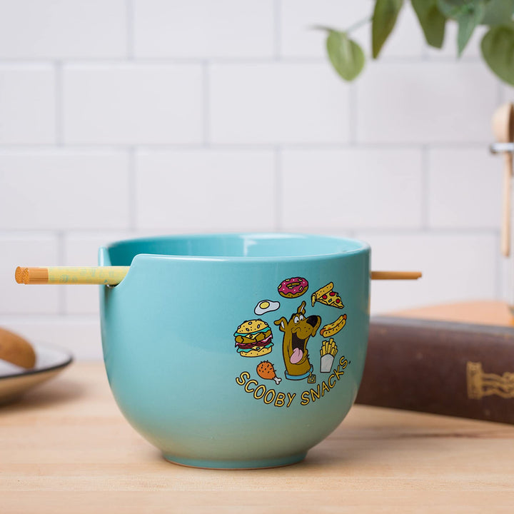 Silver Buffalo Scooby-Doo Scooby Snacks Ceramic Ramen Noodle Rice Bowl with Chopsticks, Microwave Safe, 20 Ounces Scooby Doo Cartoon