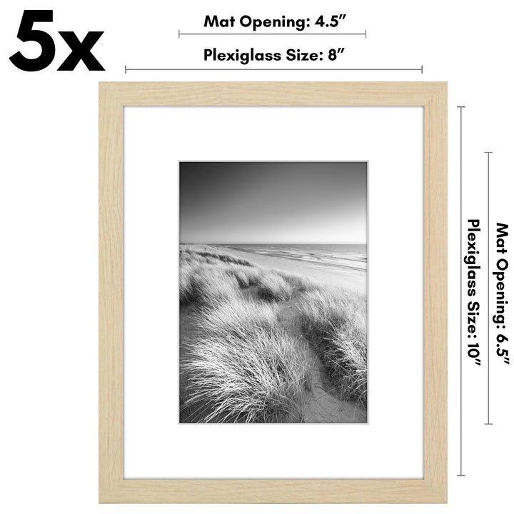 Americanflat 12x16 Picture Frame with Polished Plexiglass - Set of 5 - Use as 8.5x11 Frame with Mat or 12x16 Frame Without Mat - Galleria Collection - Gallery Wall Frame Set for Wall Display - White