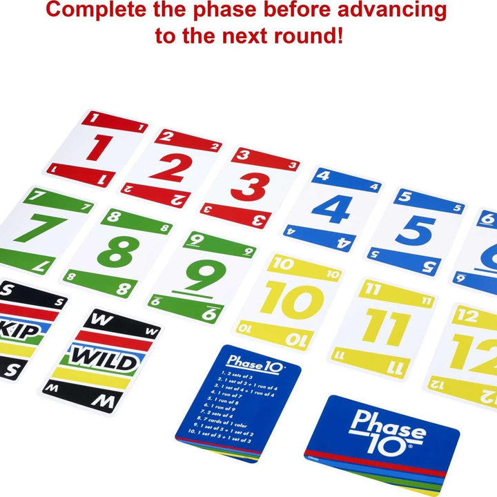 Mattel Games Phase 10 Card Game for Families, Adults and Kids, Challenging & Exciting Rummy-Style Play in a Storage Tin (Exclusive)