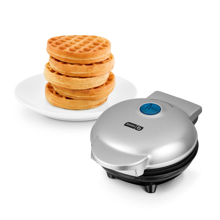 DASH DMW001SL Mini Maker for Individual Waffles, Hash Browns, Keto Chaffles with Easy to Clean, Non-Stick Surfaces, 4 Inch, Silver Waffle Maker