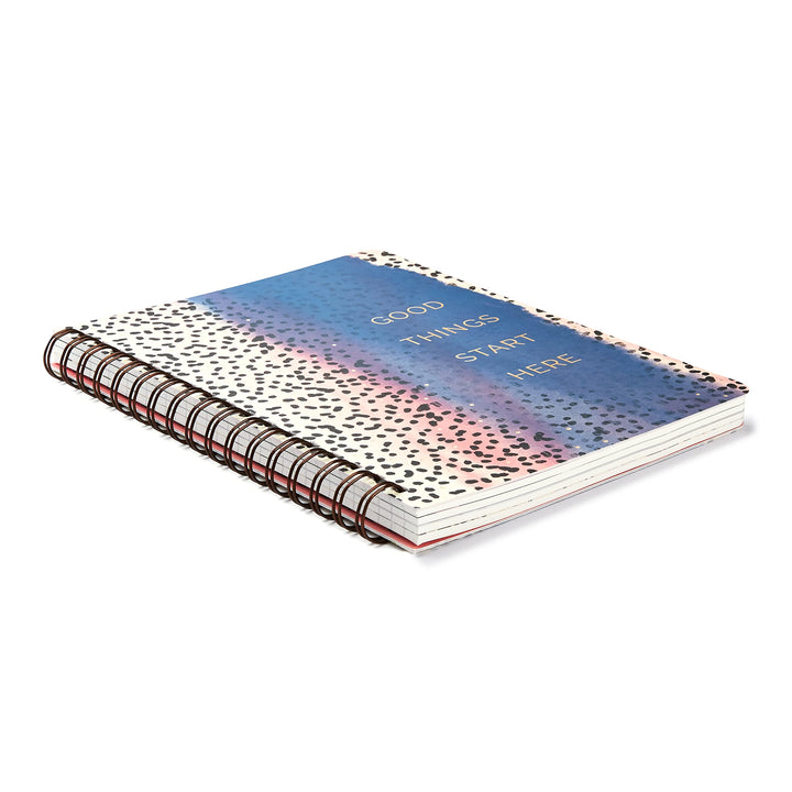 Compendium Spiral Notebook - Good Things Start Here — A Designer Spiral Notebook with 192 Lined Pages, College Ruled, 7.5”W x 9.25”H