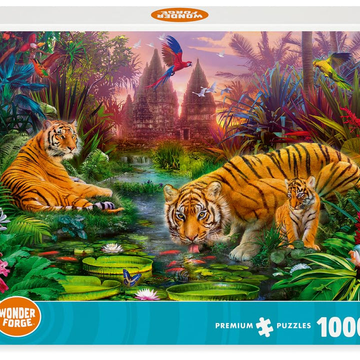 Wonder Forge Tiger Family 1000 Piece Jigsaw Puzzle for Adults | Unique, Perfectly-Fitting Pieces | Fun, Vibrant Imagery |  Exclusive