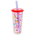 Silver Buffalo Sanrio Hello Kitty Tropical Summer Plastic Boba Tumbler with Lid and Wide Straw, 24 Ounces 24oz Hello Kitty Tropical Tossed Icons