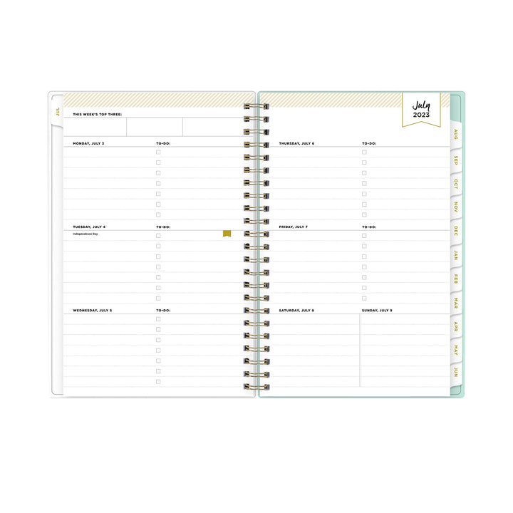 Blue Sky Day Designer for 2023-2024 Academic Year Weekly and Monthly Planner, 5' x 8', Frosted Cover, Wirebound, Secret Garden Mint (137900-A24) 5" x 8" Old Version