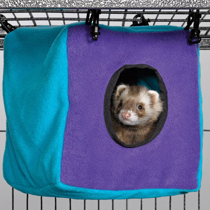 MidWest Homes for Pets Ferret Nation Cozy Cube for Ferret Nation & Critter Nation Small Animal Cages | Measures 8.5L x 8.5W x 9H - Inches 8.5"L x 8.5"W x 9.0"H Purple/Teal