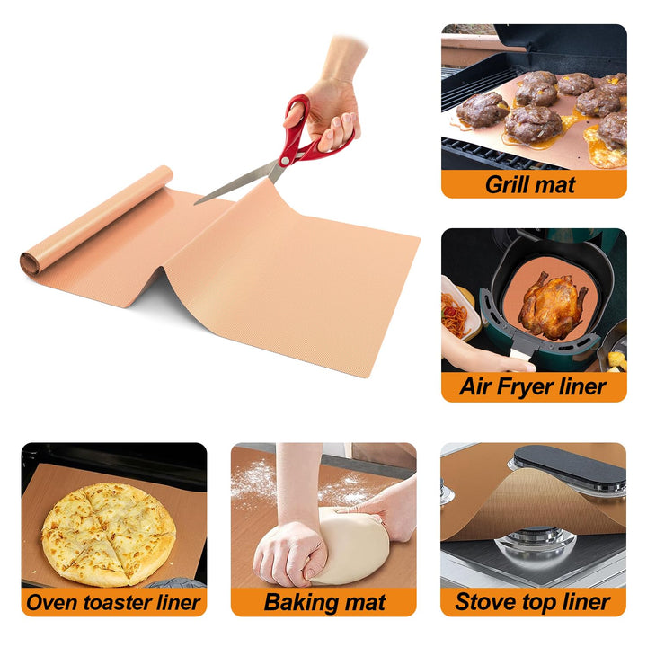 UBeesize 75inch roll Large Copper Oven Liners for Bottom of Oven BPA and PFOA Free,Thick Heavy Duty Non Stick Teflon Oven Mats for Electric, Gas, Toaster，Convection, Microwave Ovens and Grills 75inch Roll Liner