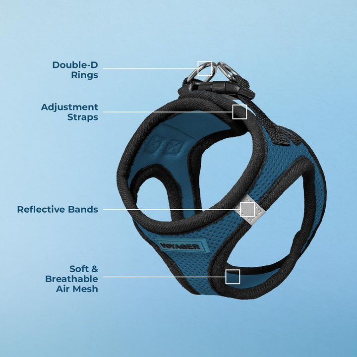 Voyager Step-In Air Dog Harness - All Weather Mesh Step in Vest Harness for Small and Medium Dogs by Best Pet Supplies - Blue Base, XL Harness (Blue/Black Trim) XL (Chest: 20.5 - 23")