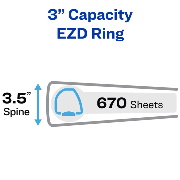 Avery Heavy-Duty View 3 Ring Binder, 3" One Touch Slant Rings, Holds 8.5" x 11" Paper, 1 Black Binder (79693) 3" 1 Pack