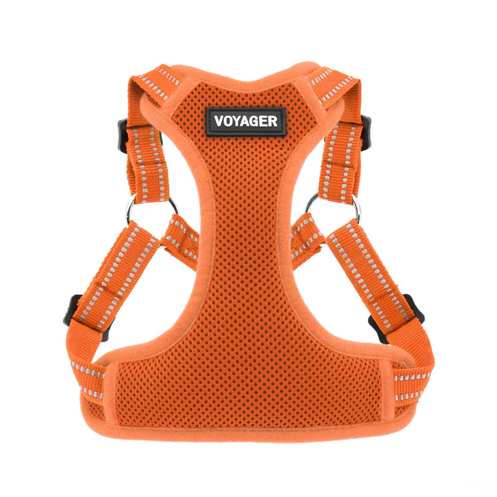 Best Pet Supplies Voyager Adjustable Dog Harness with Reflective Stripes for Walking, Jogging, Heavy-Duty Full Body No Pull Vest with Leash D-Ring, Breathable All-Weather - Harness (Orange), M Harness (Orange) M (Chest: 17 - 21")