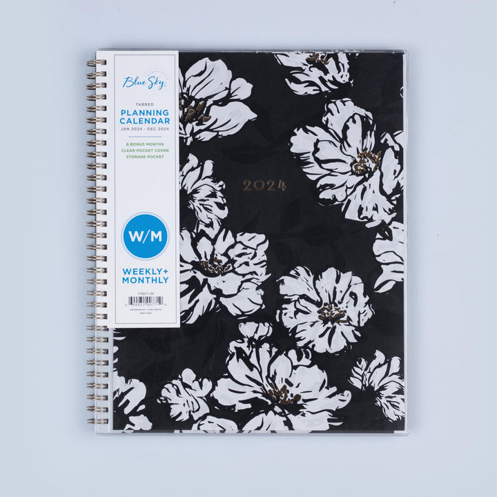 Blue Sky 2024 Weekly and Monthly Planner, January - December, 8.5" x 11", Clear Pocket Cover, Wirebound, Baccara Dark (110211-24) 8.5" x 11" New Version