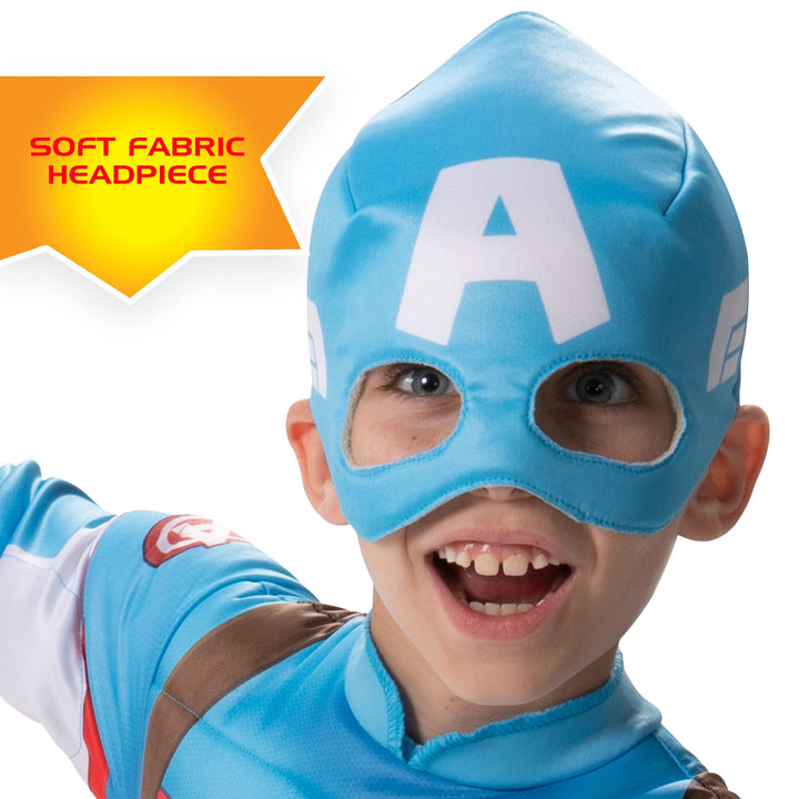 Marvel Avengers Official Toddler Halloween Costume - Premium Quality Padded Jumpsuit and Fabric Mask (3T-4T) Captain America