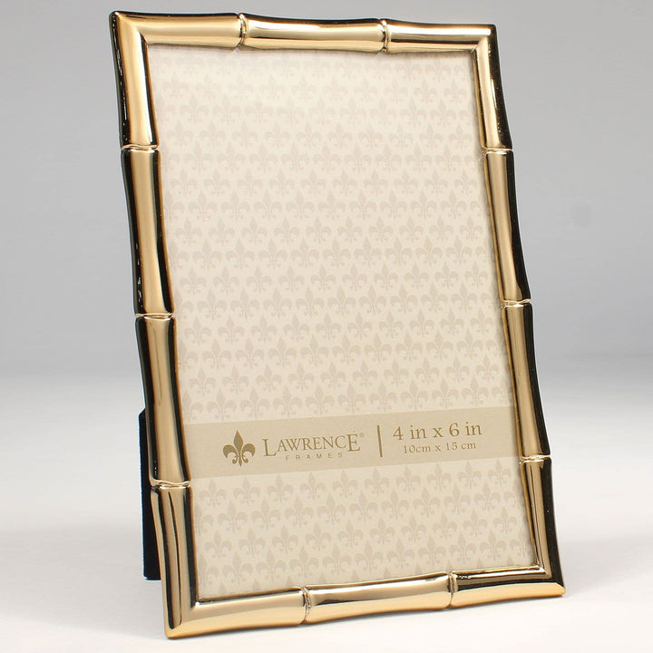 Lawrence Frames 8x10 Black Polished Metal Picture Frame with Bamboo Design, or 5x7 with Included Mat Black Smoke 8x10 (5x7 Mat)