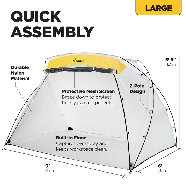 Wagner Spraytech C900038.M Large Spray Shelter with Built-In Floor & Screen for DIY Spray Painting, Hobby Paint Booth Tool Painting Station,Portable Spray Paint Tent, White, Yellow