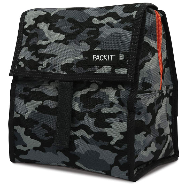 PackIt Freezable Lunch Bag, Charcoal Camo, Built with EcoFreeze Technology, Foldable, Reusable, Zip and Velcro Closure with Buckle Handle, Perfect for Lunches