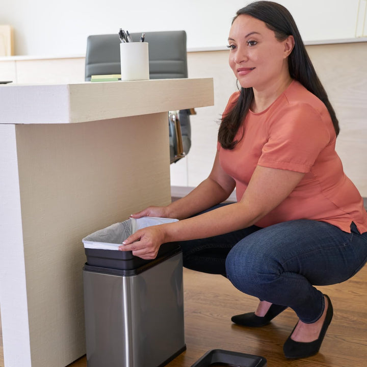 Bundle of Rubbermaid Stainless Steel Metal Step-On Trash Can, 12 Gallon & Rubbermaid Stainless Steel Wastebasket, 2.6 Gallon, for Home/Kitchen/Office/Bathroom 12G Can & 2.6G Open Top Can Combo