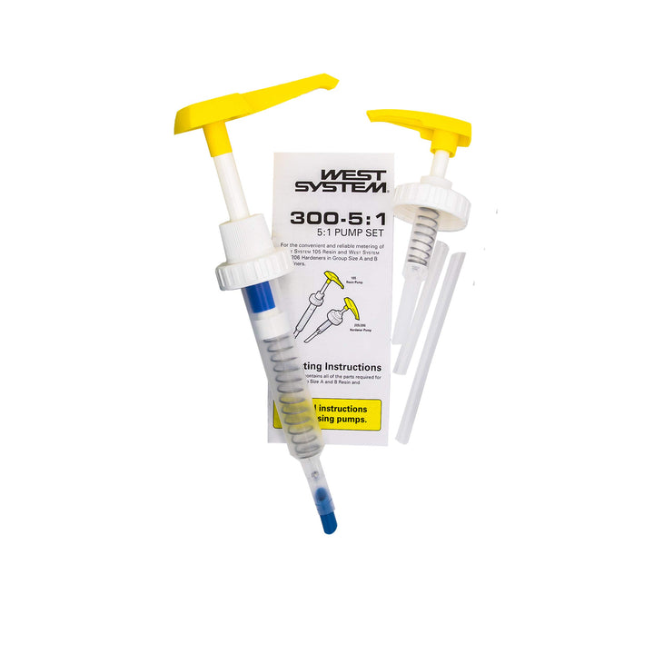 West System 105-B Epoxy Resin Bundle with 206-B Slow Epoxy Hardener and 300 Mini Pumps Epoxy Metering Pump Set, Pale Yellow & Roller Cover (2/PK) Epoxy Resin Bundle + Roller Cover