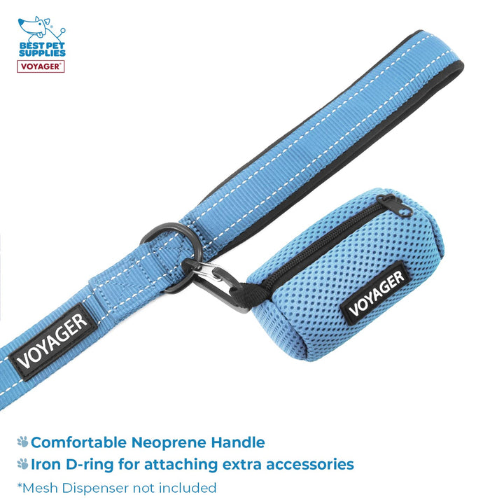 Voyager Step-in Air All Weather Mesh Harness and Reflective Dog 5 ft Leash Combo with Neoprene Handle, for Small, Medium and Large Breed Puppies by Best Pet Supplies - Blue, Large L (Chest: 18 - 20.5") Leash Harness Set (Baby Blue Base)