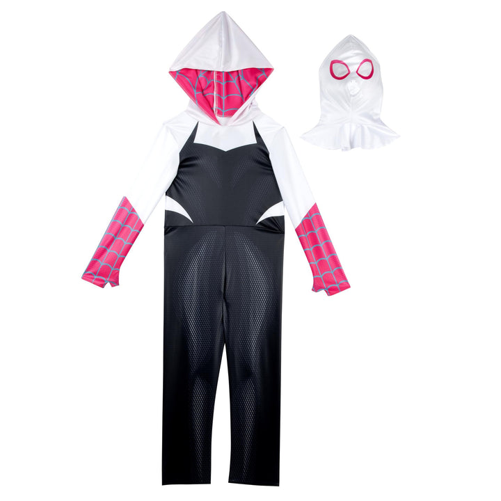 MARVEL Spider-Gwen Official Adult Halloween Costume - Premium Quality Hooded Jumpsuit with Pull On Fabric Mask Medium